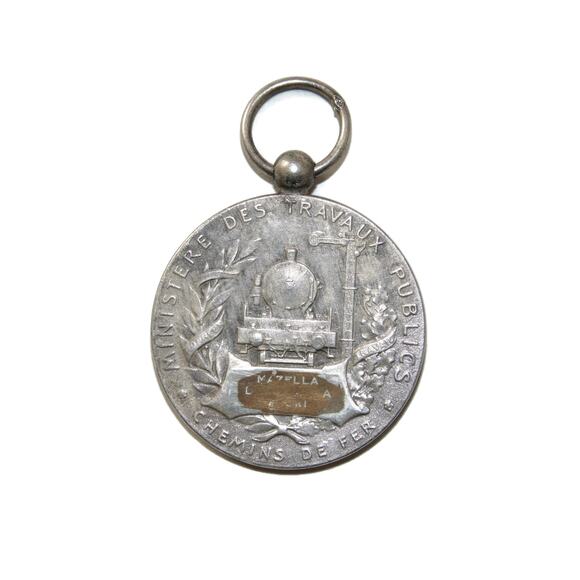 Vintage French Silver Medal Pendant: Alfred Borrel, Republique Francaise - Picture 2 of 2